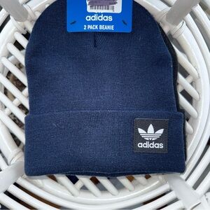 Adidas Unisex Knit Beanies with Cuff 2-Pack Solid Black & Solid Navy Blue OSFM